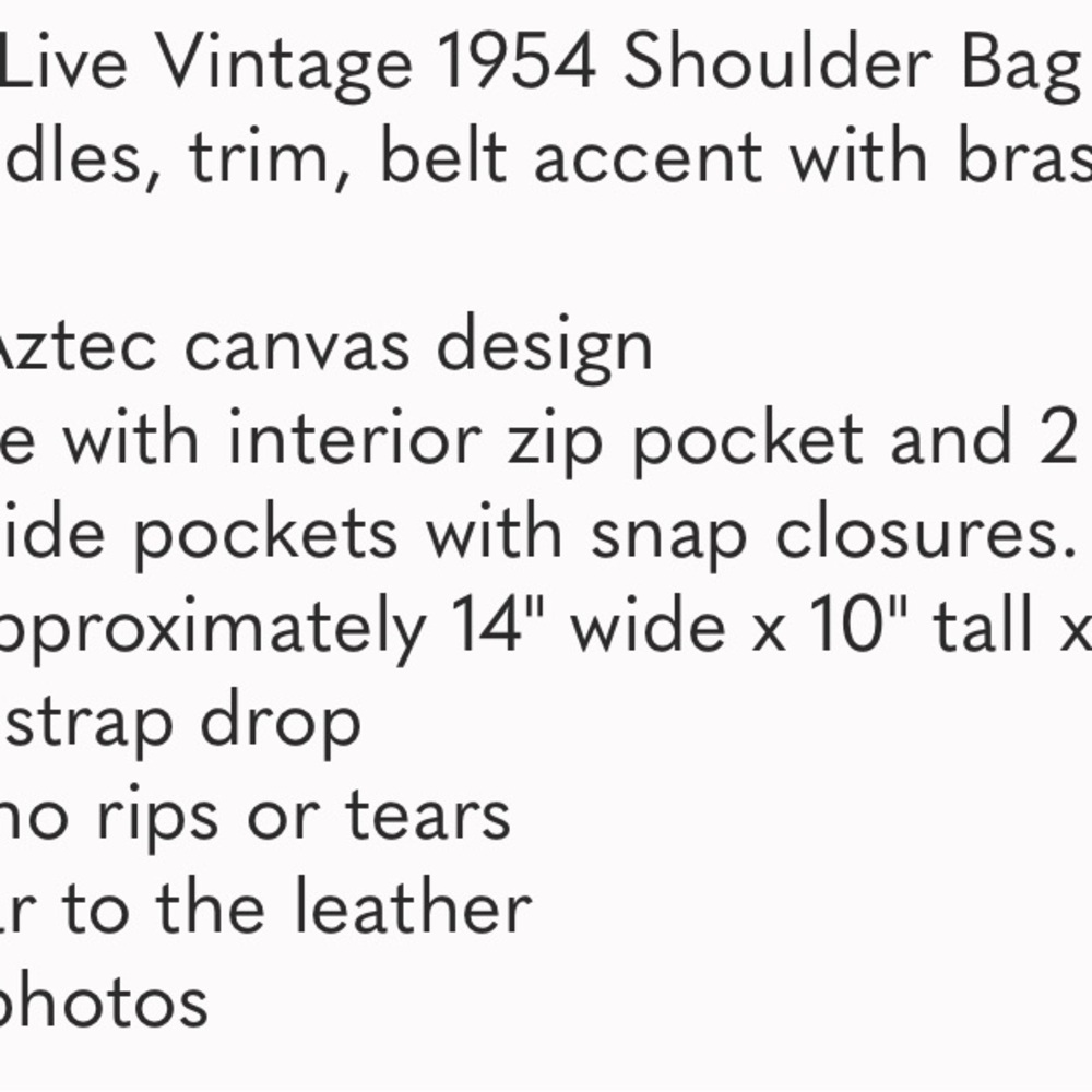 Fossil Bag, Fossil Long Live Vintage Bag, Leather & Tapestry Bag, Aztec Design - Picture 10 of 10